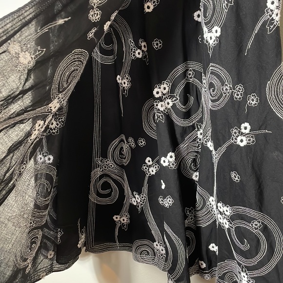 Max Studio Black White Embroidered Wrap Drawstring Waist Cotton Skirt Size S - Picture 6 of 15